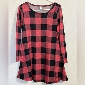 Red & Black Buffalo Plaid Tunic/Dress 
Pockets Boho Western Lumberjack Size M
